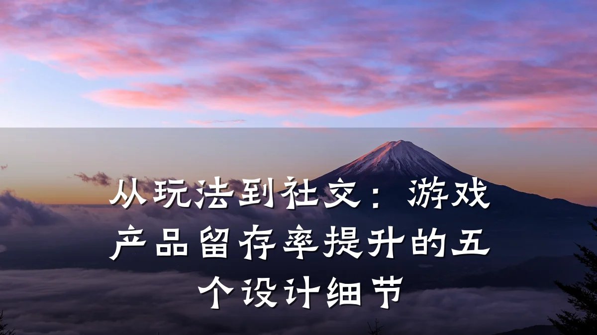 从玩法到社交:游戏产品留存率提升的五个设计细节