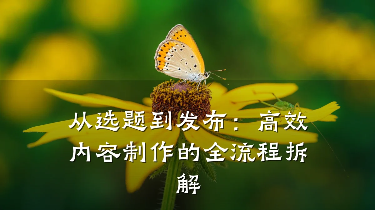 从选题到发布:高效内容制作的全流程拆解