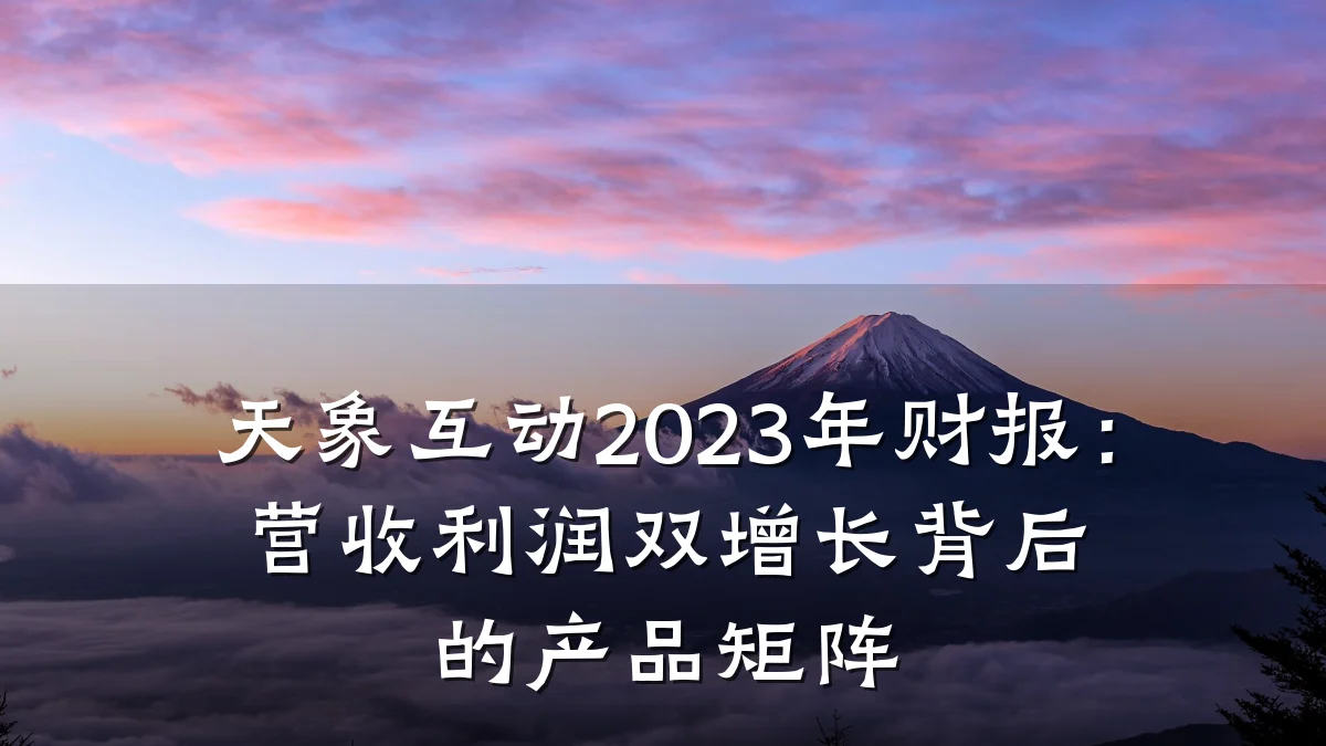 天象互动2023年财报:营收利润双增长背后的产品矩阵