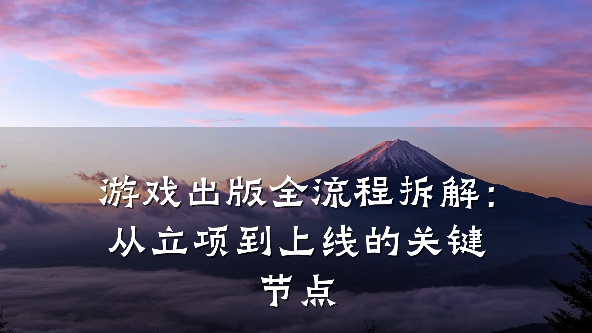 游戏出版全流程拆解：从立项到上线的关键节点