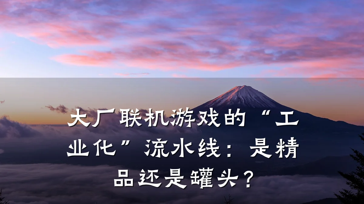 大厂联机游戏的“工业化”流水线:是精品还是罐头?