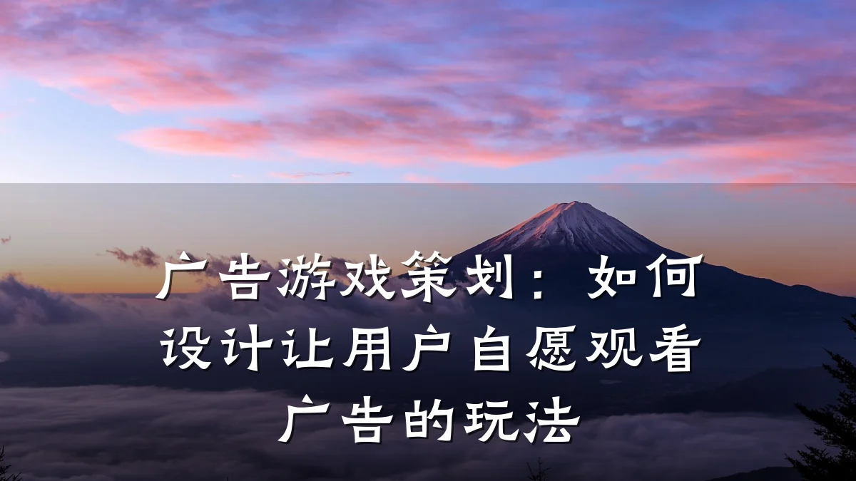 广告游戏策划:如何设计让用户自愿观看广告的玩法