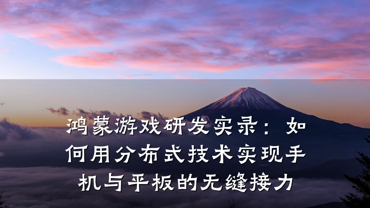 鸿蒙游戏研发实录:如何用分布式技术实现手机与平板的无缝接力