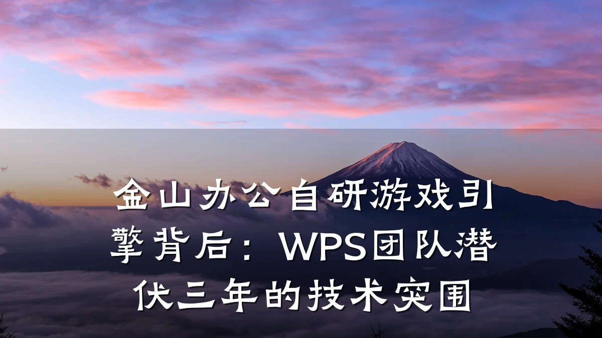 金山办公自研游戏引擎背后：WPS团队潜伏三年的技术突围