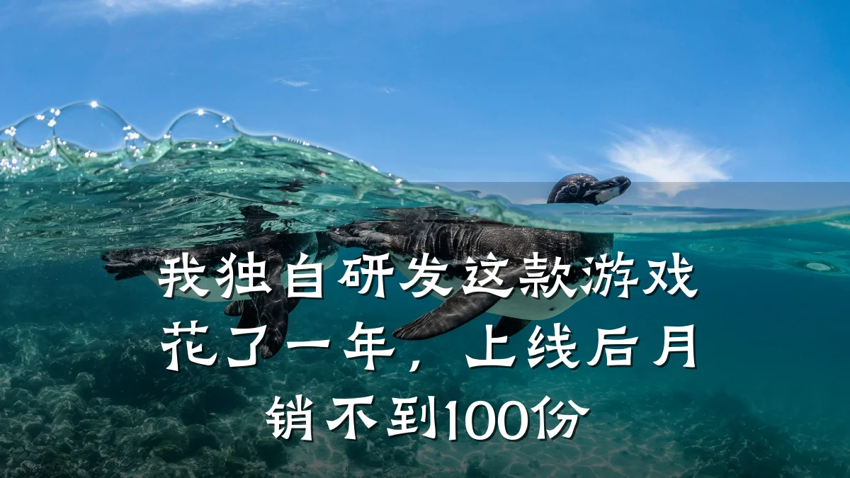 我独自研发这款游戏花了一年,上线后月销不到100份