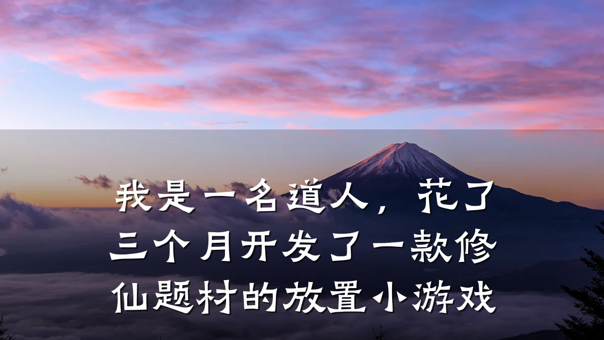 我是一名道人,花了三个月开发了一款修仙题材的放置小游戏