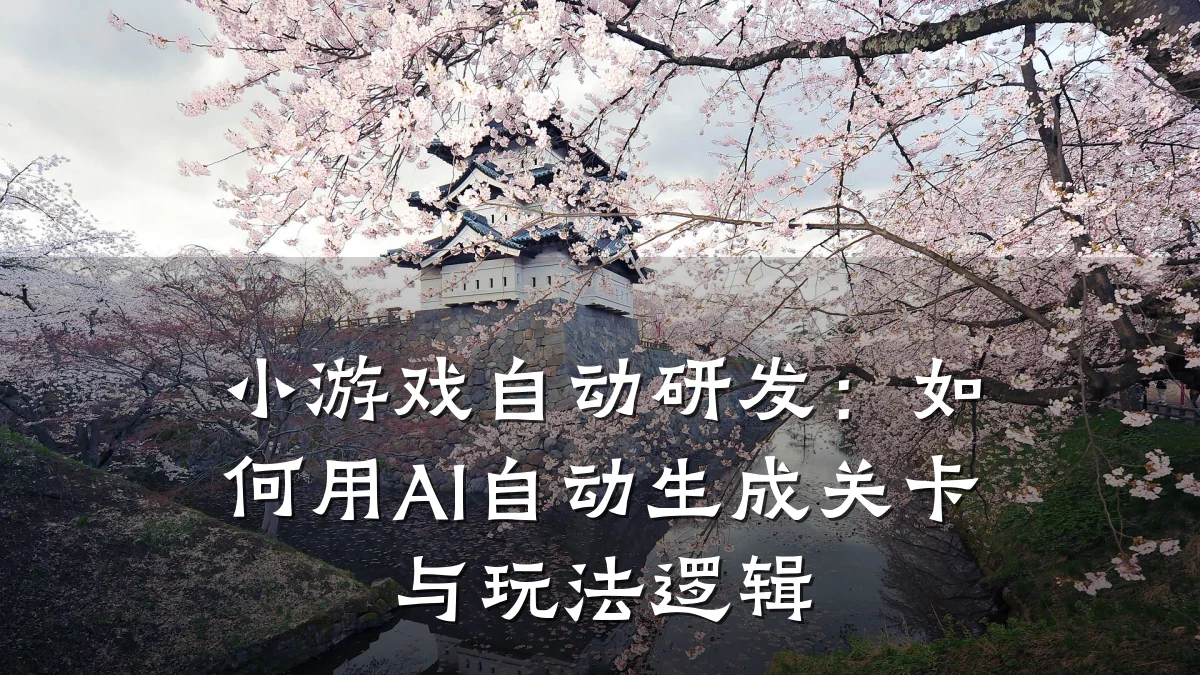 小游戏自动研发:如何用AI自动生成关卡与玩法逻辑