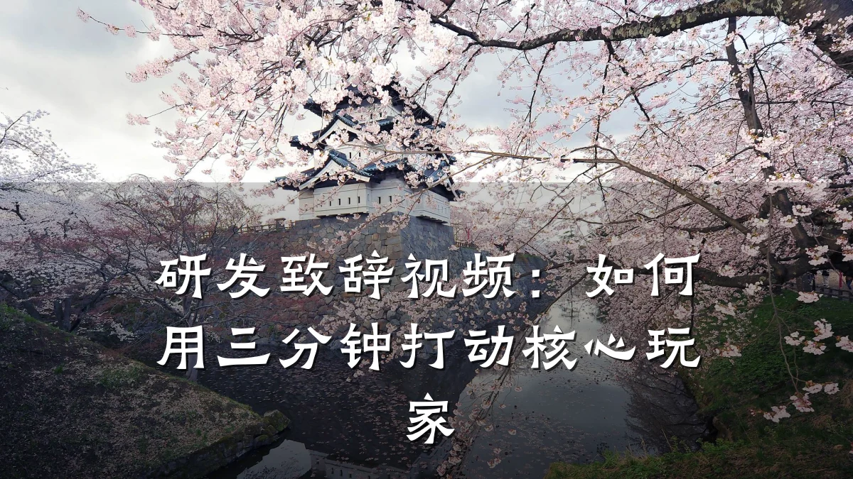 研发致辞视频:如何用三分钟打动核心玩家