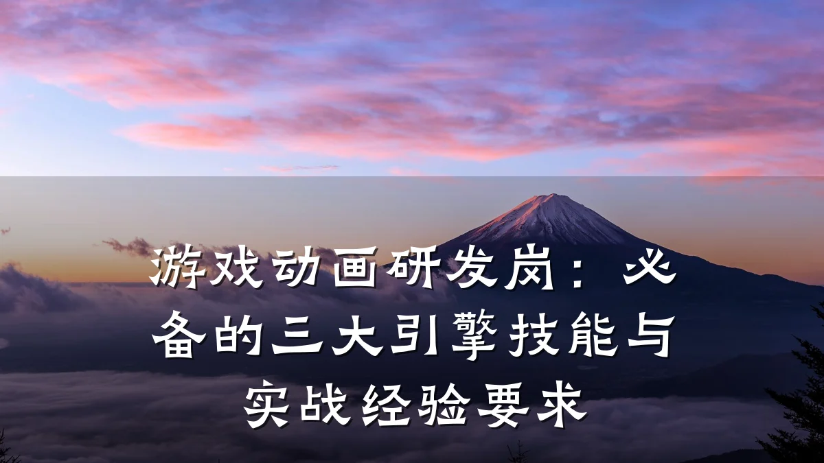 游戏动画研发岗:必备的三大引擎技能与实战经验要求