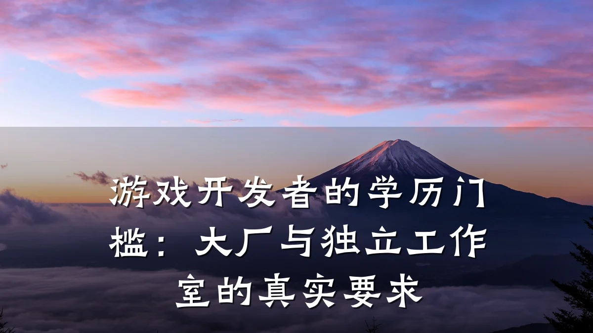游戏开发者的学历门槛:大厂与独立工作室的真实要求