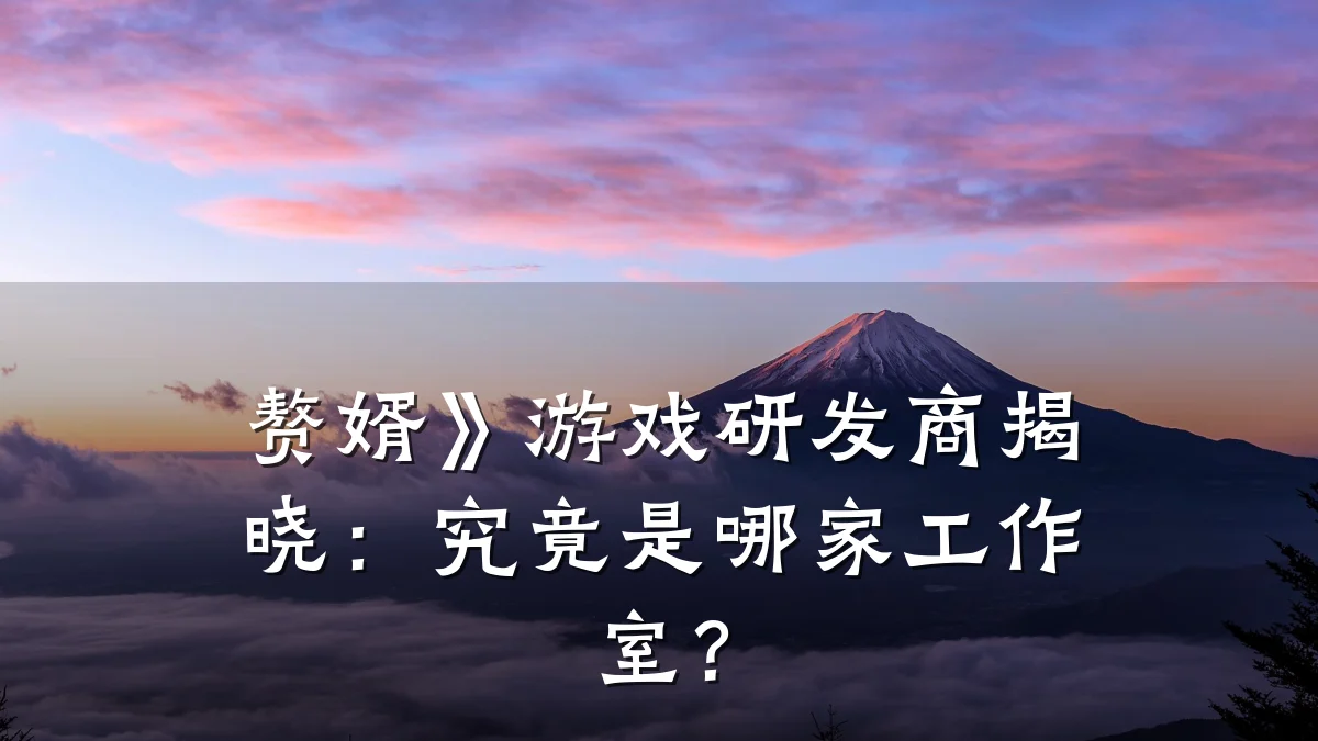赘婿》游戏研发商揭晓:究竟是哪家工作室?