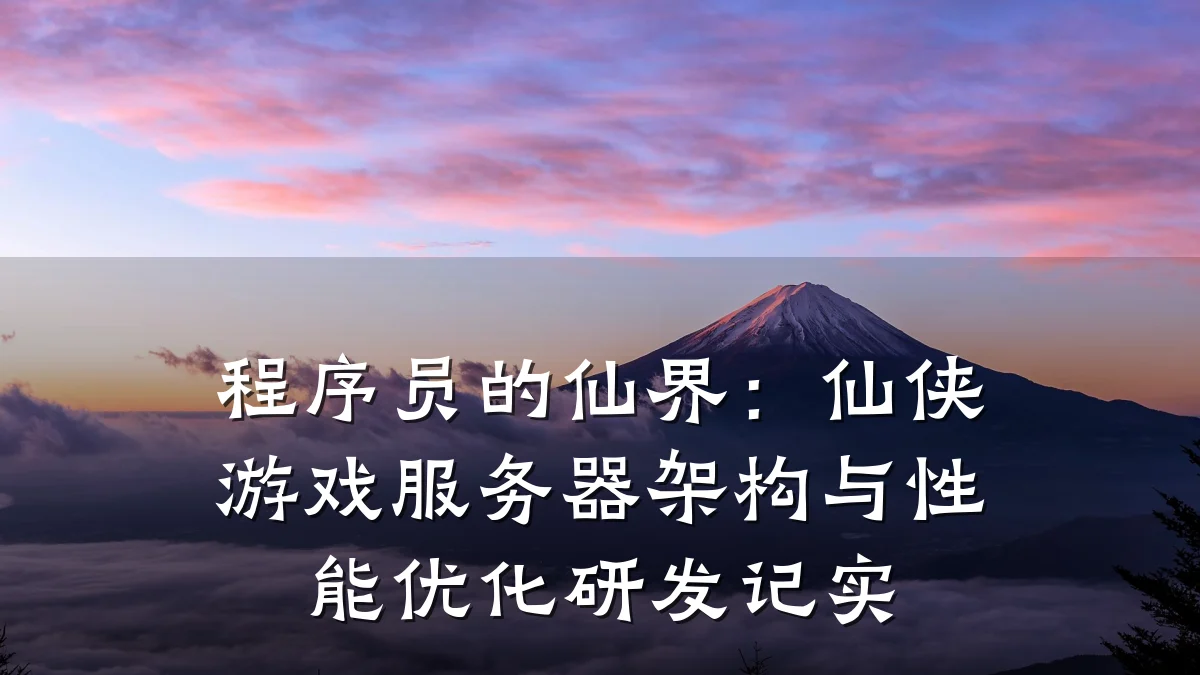 程序员的仙界：仙侠游戏服务器架构与性能优化研发记实