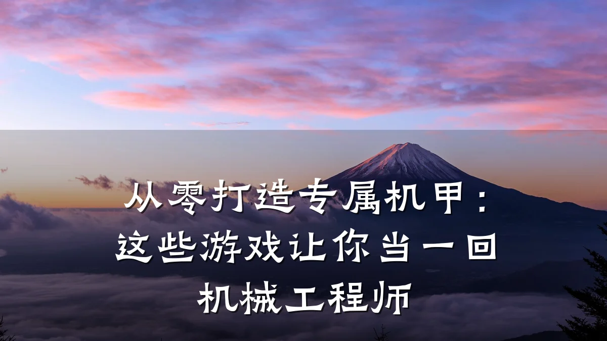 从零打造专属机甲：这些游戏让你当一回机械工程师