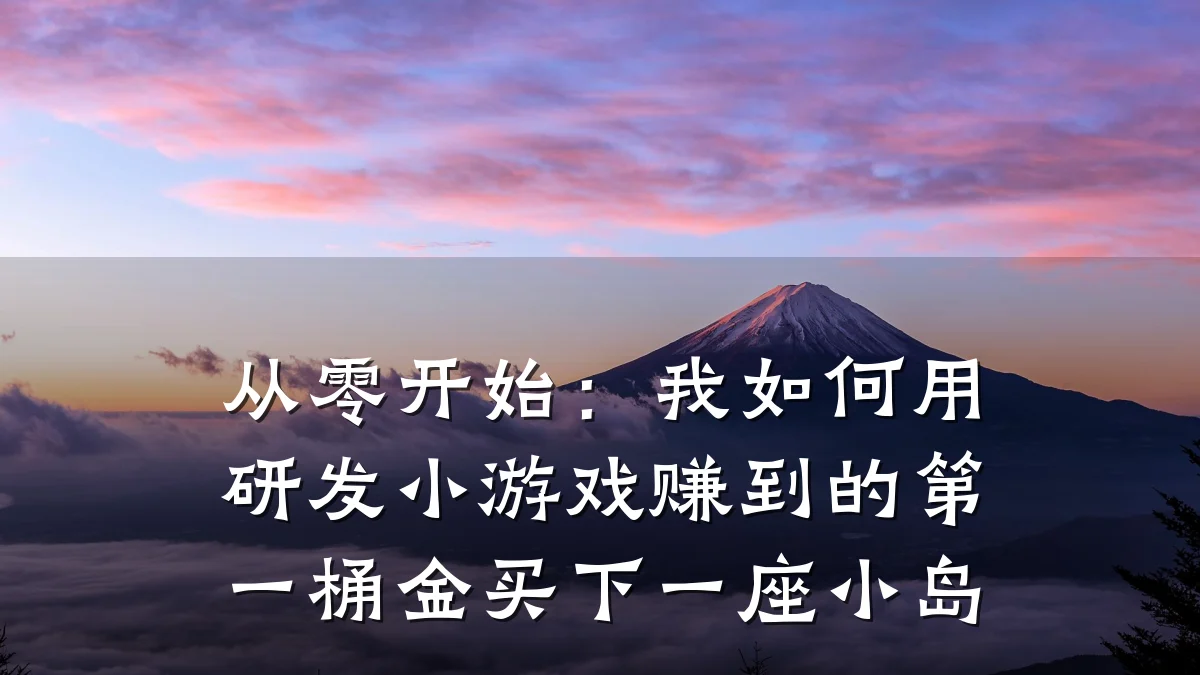 从零开始:我如何用研发小游戏赚到的第一桶金买下一座小岛