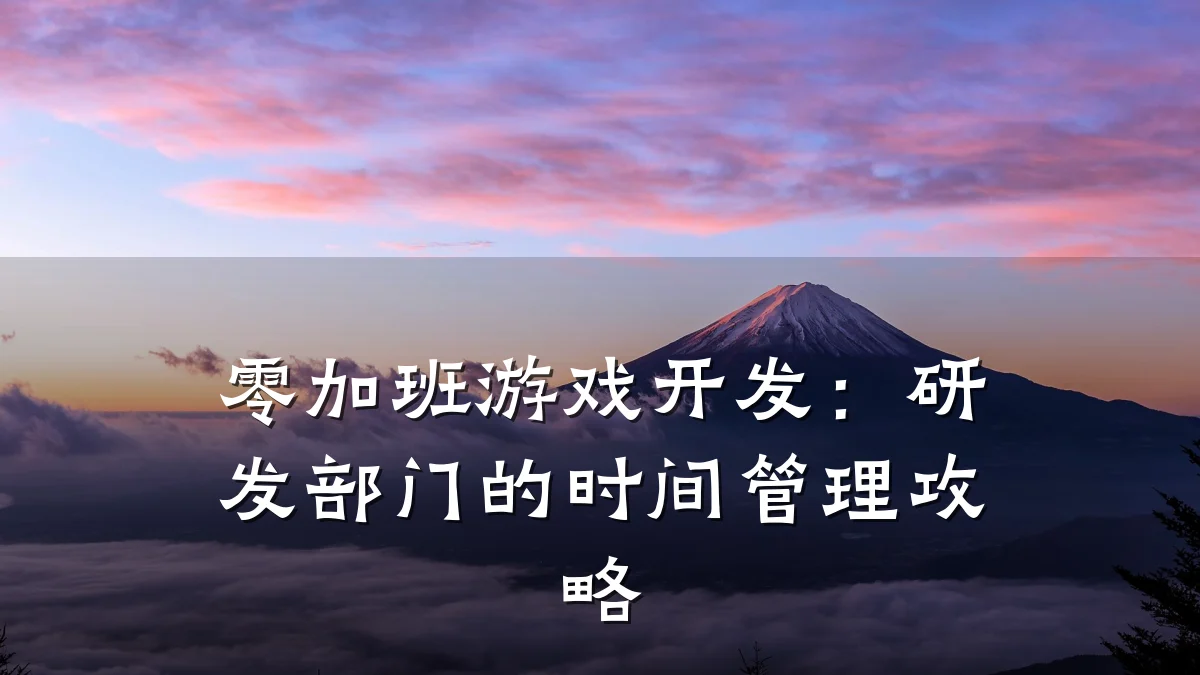 零加班游戏开发：研发部门的时间管理攻略
