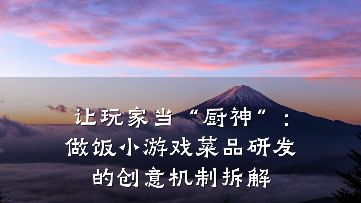 让玩家当“厨神”:做饭小游戏菜品研发的创意机制拆解