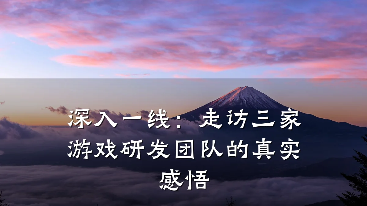 深入一线:走访三家游戏研发团队的真实感悟