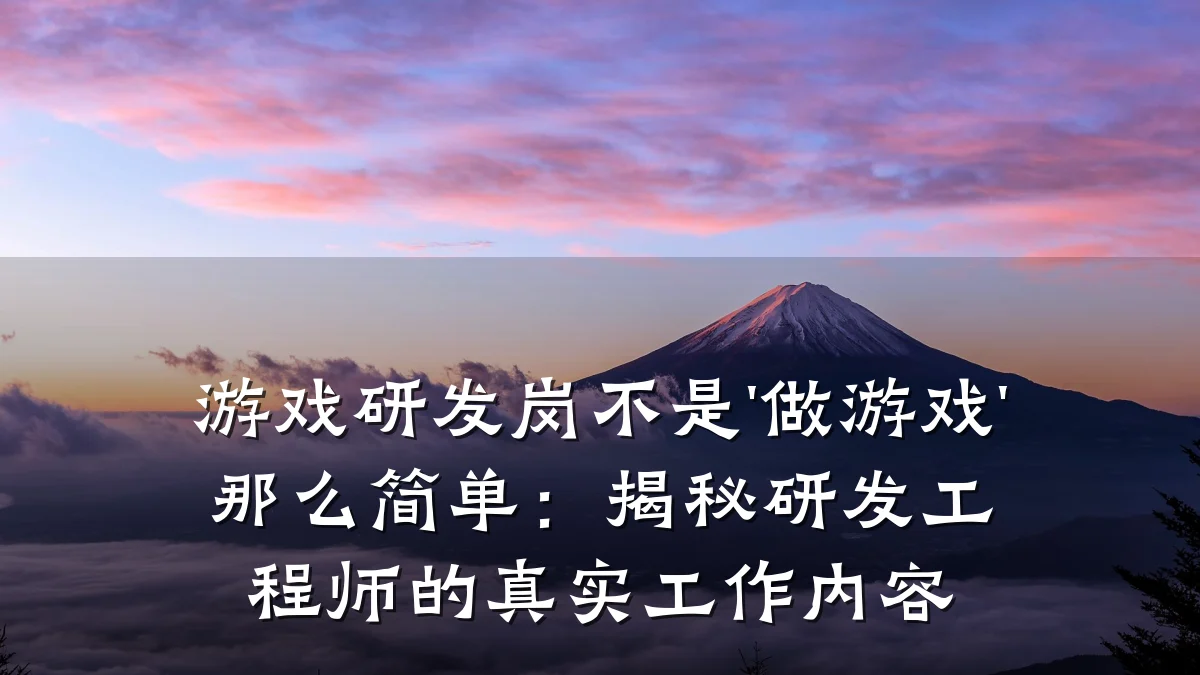 游戏研发岗不是'做游戏'那么简单:揭秘研发工程师的真实工作内容
