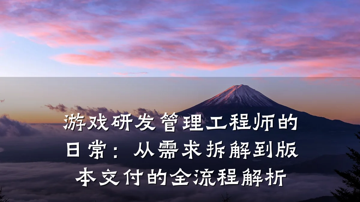 游戏研发管理工程师的日常:从需求拆解到版本交付的全流程解析
