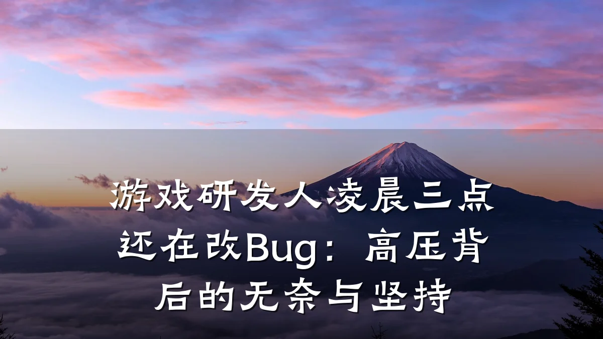 游戏研发人凌晨三点还在改Bug:高压背后的无奈与坚持