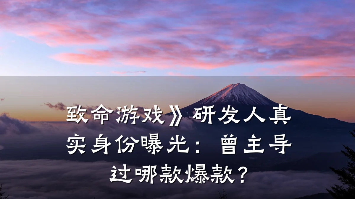 致命游戏》研发人真实身份曝光:曾主导过哪款爆款?