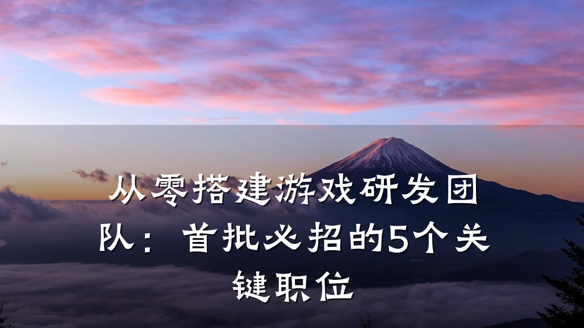 从零搭建游戏研发团队：首批必招的5个关键职位