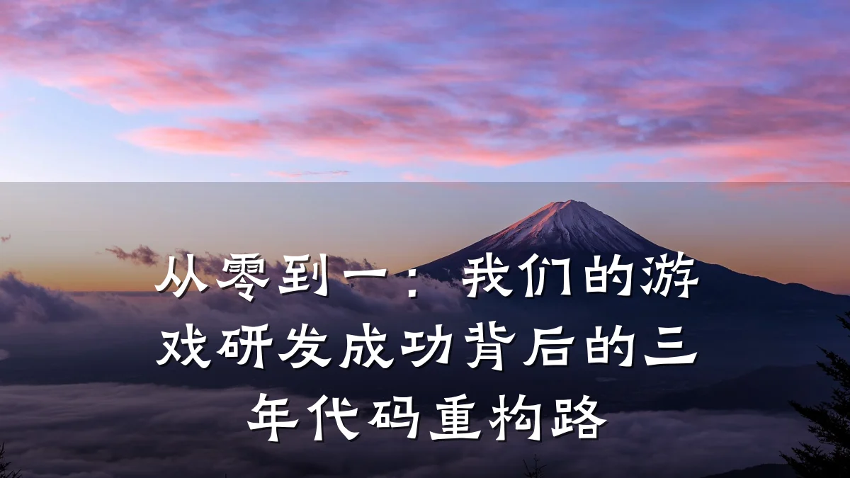 从零到一:我们的游戏研发成功背后的三年代码重构路