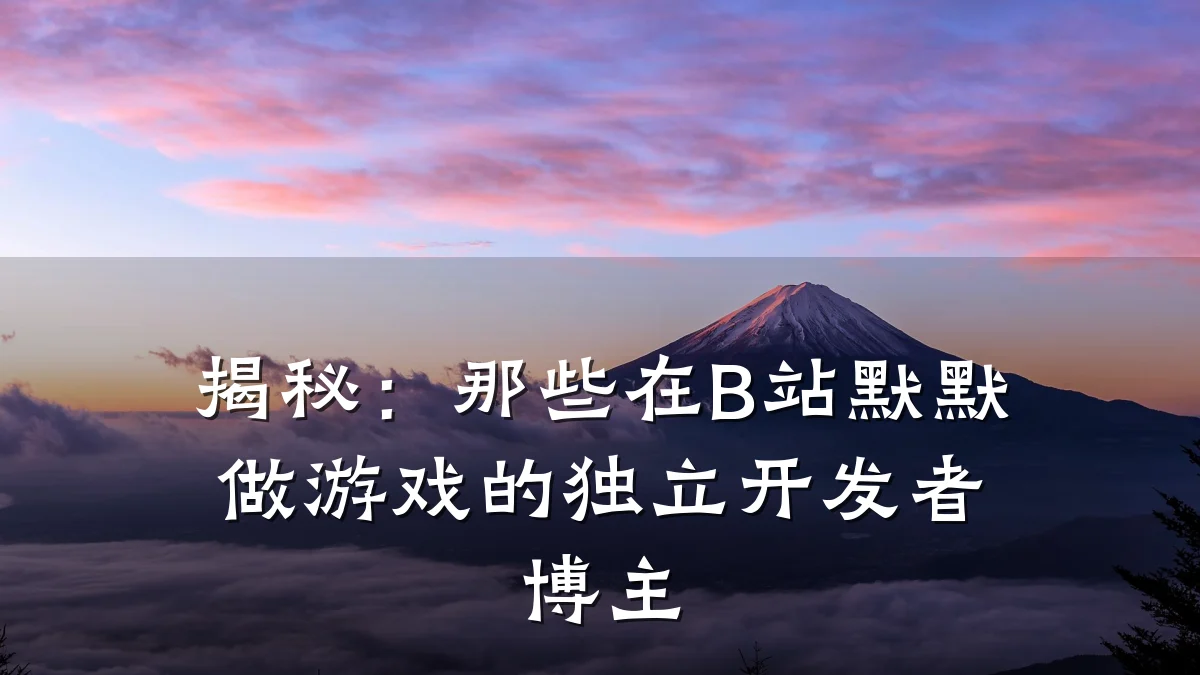 揭秘：那些在B站默默做游戏的独立开发者博主