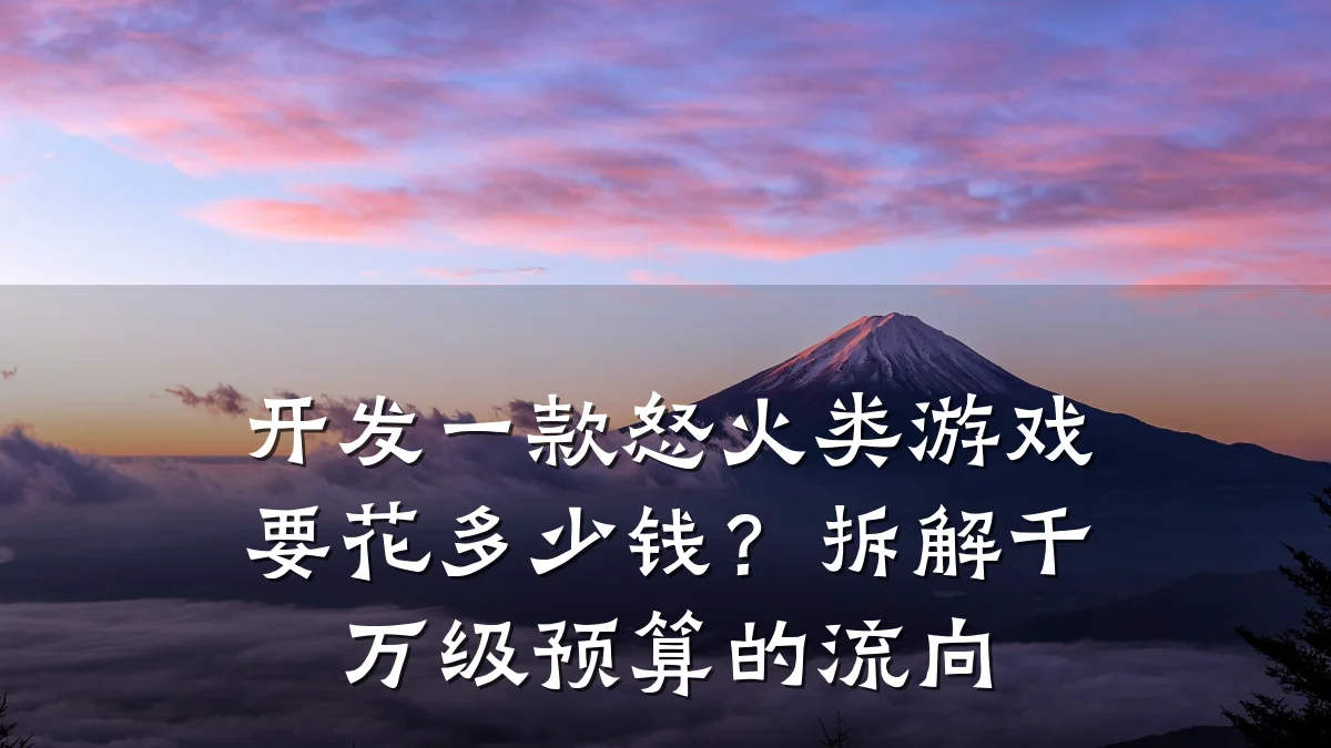 开发一款怒火类游戏要花多少钱?拆解千万级预算的流向