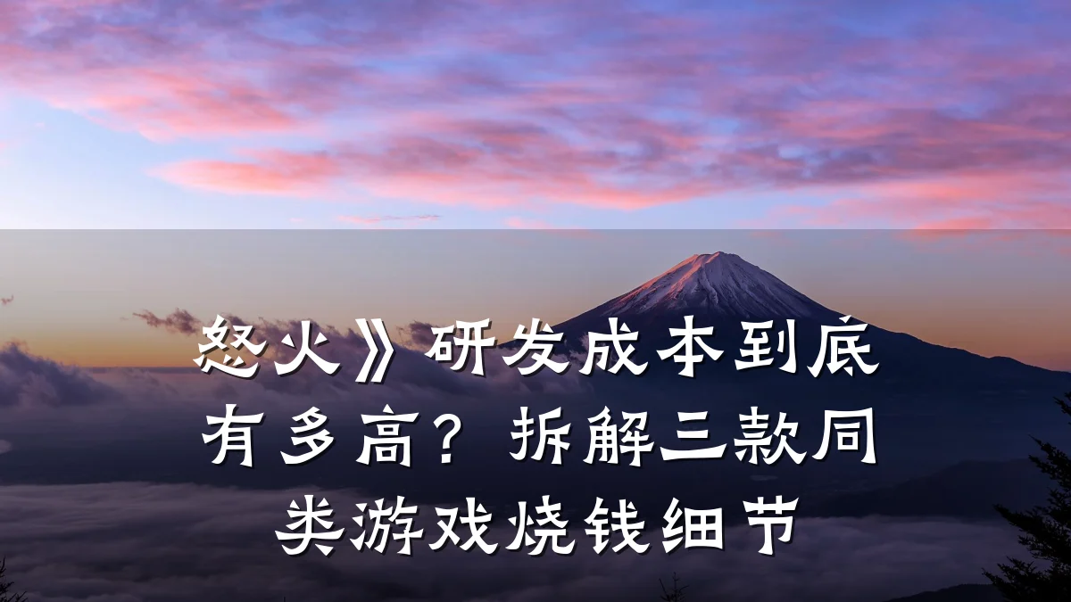 怒火》研发成本到底有多高?拆解三款同类游戏烧钱细节